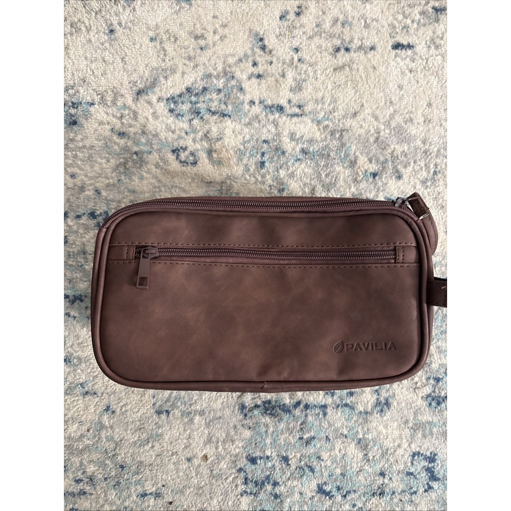 PAVILIA Toiletry Bag Dark Brown Excellent Condition Travel Camping Hiking Gym